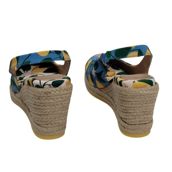 Cole Haan Slingback Espadrille Wedge Sandals 5.5 Multicolor Fabric - Picture 5 of 10